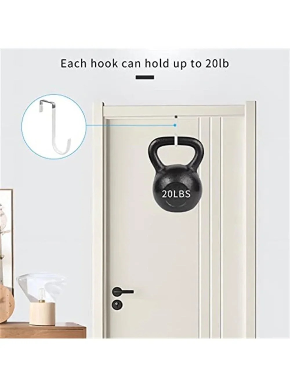 Over Door Hooks Heavy Duty Door Hanger Organizer Coat Towel Rack White